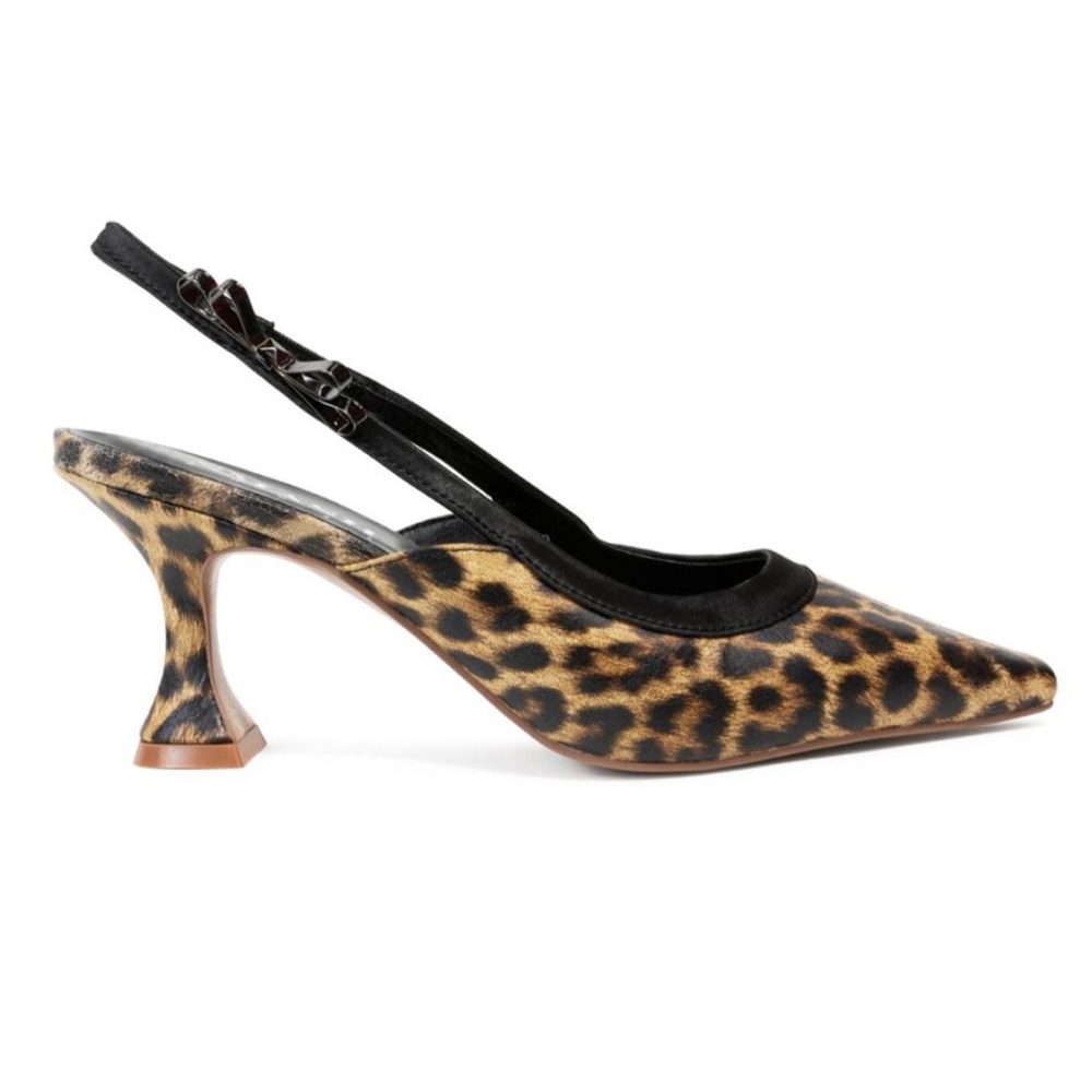 Smash Shoes Women's Marie Pointy Toe Slingback Dress Pumps - Leopard - Picture 2 of 5